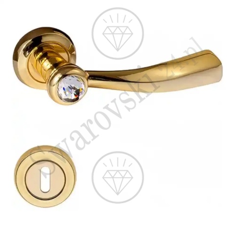 Klamka Elika Crystal 108 z szyldem na klucz OZ - pozłacana