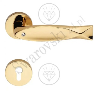 Klamka Fish Crystal 023 z szyldem na wkładke OZ - pozłacana