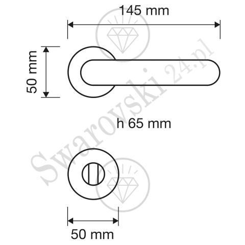Klamka Idea Crystal 103 z szyldem WC OZ - pozłacana