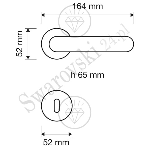 Klamka Nau Crystal 023 z szyldem na klucz CR - chromowana matowa