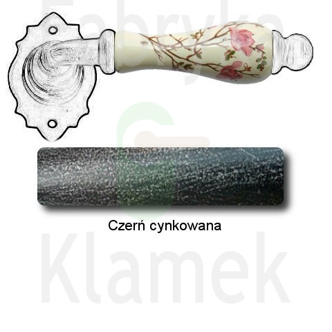 Klamka Paris 2601 bez dolnej rozety, porcelana kremowa kwiat brzoskwini Klamka Paris 2601 bez dolnej rozety, porcelana kremowa kwiat brzoskwini