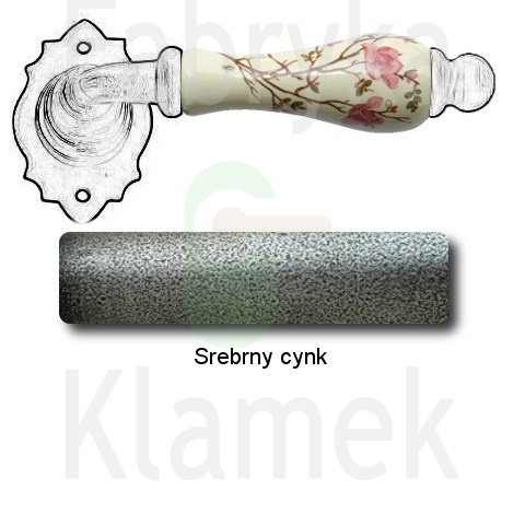 Klamka Paris 2601 bez dolnej rozety, porcelana kremowa kwiat brzoskwini Klamka Paris 2601 bez dolnej rozety, porcelana kremowa kwiat brzoskwini