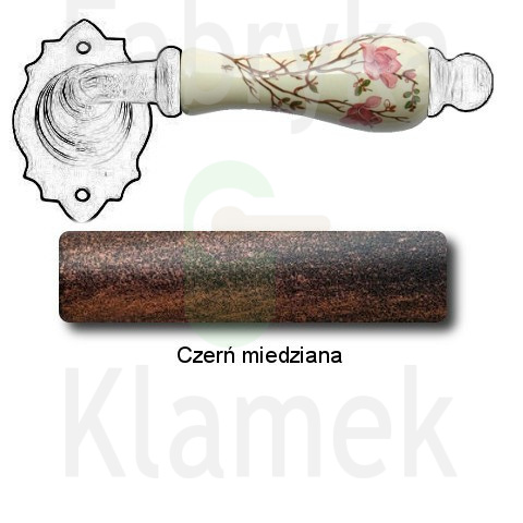 Klamka Paris 2601 bez dolnej rozety, porcelana kremowa kwiat brzoskwini Klamka Paris 2601 bez dolnej rozety, porcelana kremowa kwiat brzoskwini