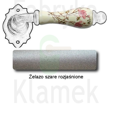 Klamka Paris 2601 bez dolnej rozety, porcelana kremowa kwiat brzoskwini Klamka Paris 2601 bez dolnej rozety, porcelana kremowa kwiat brzoskwini