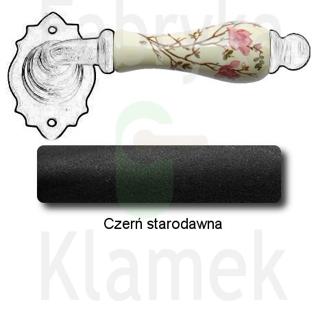Klamka Paris 2601 bez dolnej rozety, porcelana kremowa kwiat brzoskwini Klamka Paris 2601 bez dolnej rozety, porcelana kremowa kwiat brzoskwini