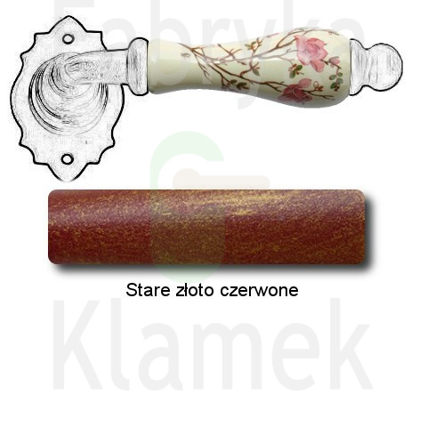 Klamka Paris 2601 bez dolnej rozety, porcelana kremowa kwiat brzoskwini Klamka Paris 2601 bez dolnej rozety, porcelana kremowa kwiat brzoskwini