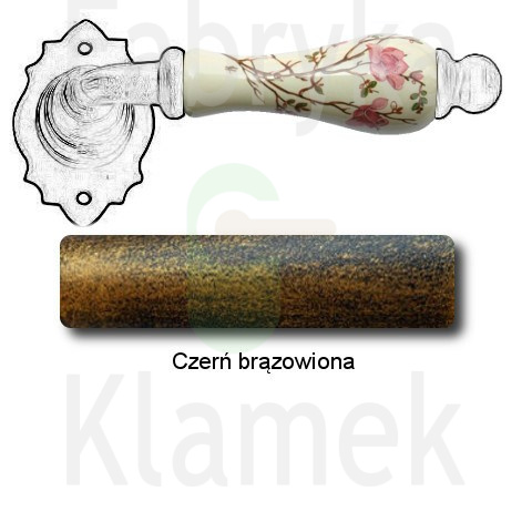 Klamka Paris 2601 bez dolnej rozety, porcelana kremowa kwiat brzoskwini Klamka Paris 2601 bez dolnej rozety, porcelana kremowa kwiat brzoskwini