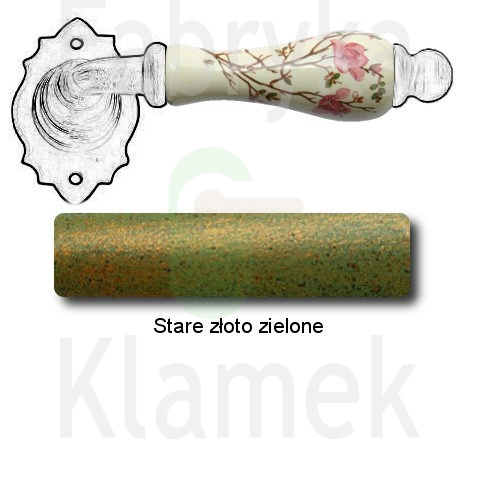 Klamka Paris 2601 bez dolnej rozety, porcelana kremowa kwiat brzoskwini Klamka Paris 2601 bez dolnej rozety, porcelana kremowa kwiat brzoskwini